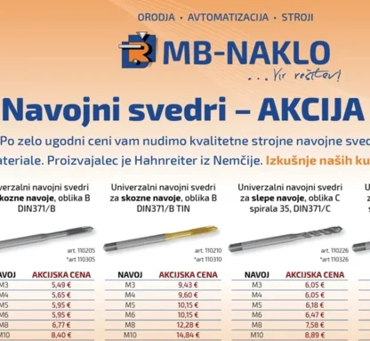 AKCIJA 2026 - Navojni svedri Hahnreiter